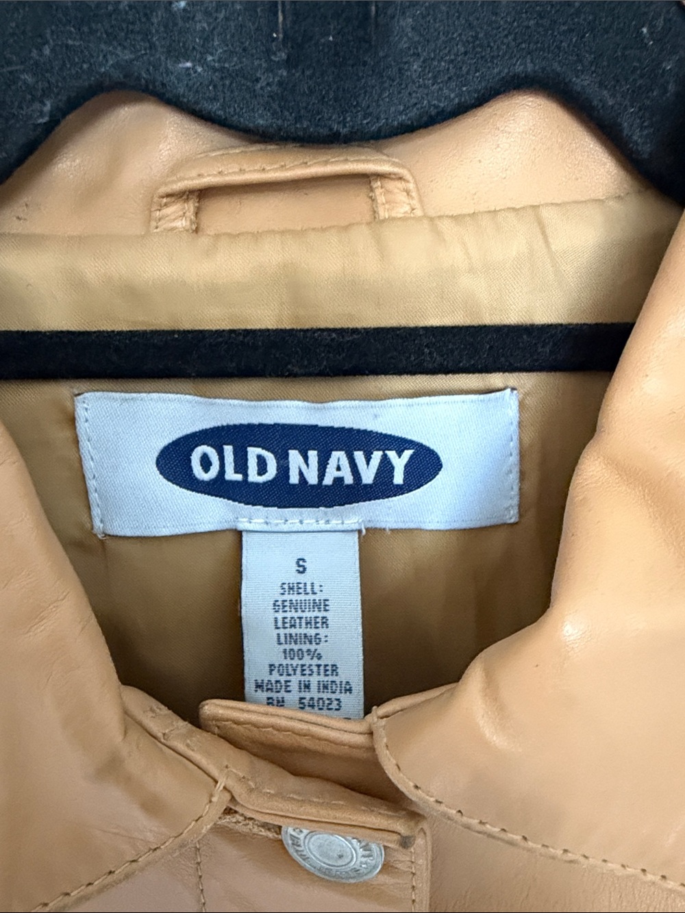 Vintage Y2K 90’s Old Navy Women’s Camel Tan Leather Trucker Jacket Size Small - Picture 2 of 14